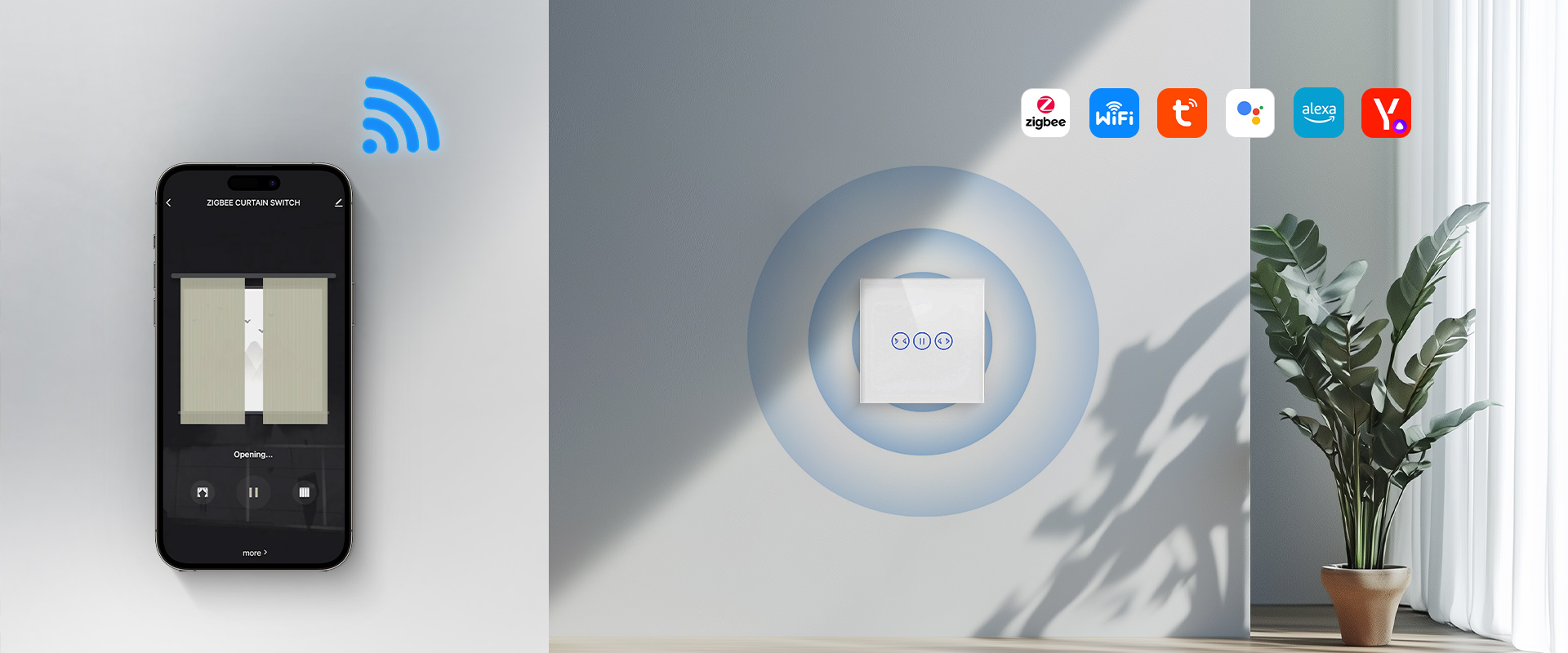 Wifi Curtain Switch Touch App Voice Control
