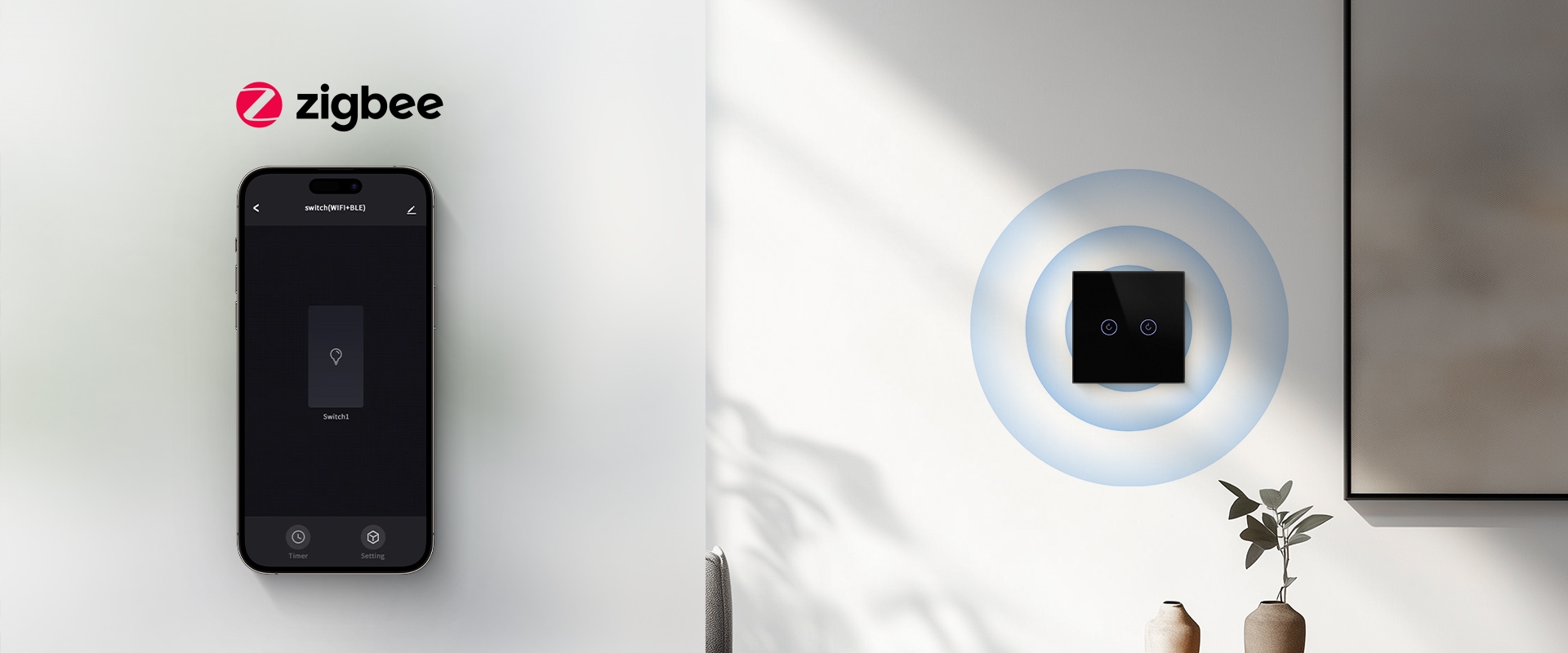 Melody Zigbee 2  Gang Touch Light Switch