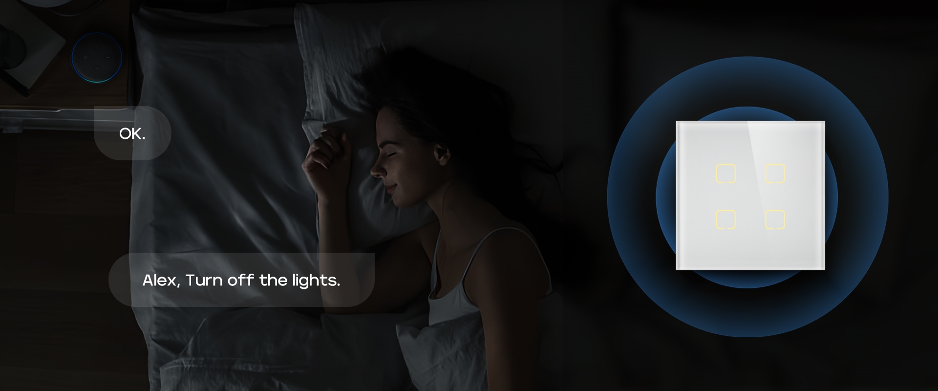 Echo Touch 4 Gang Wifi Light Switch Glass Panel
