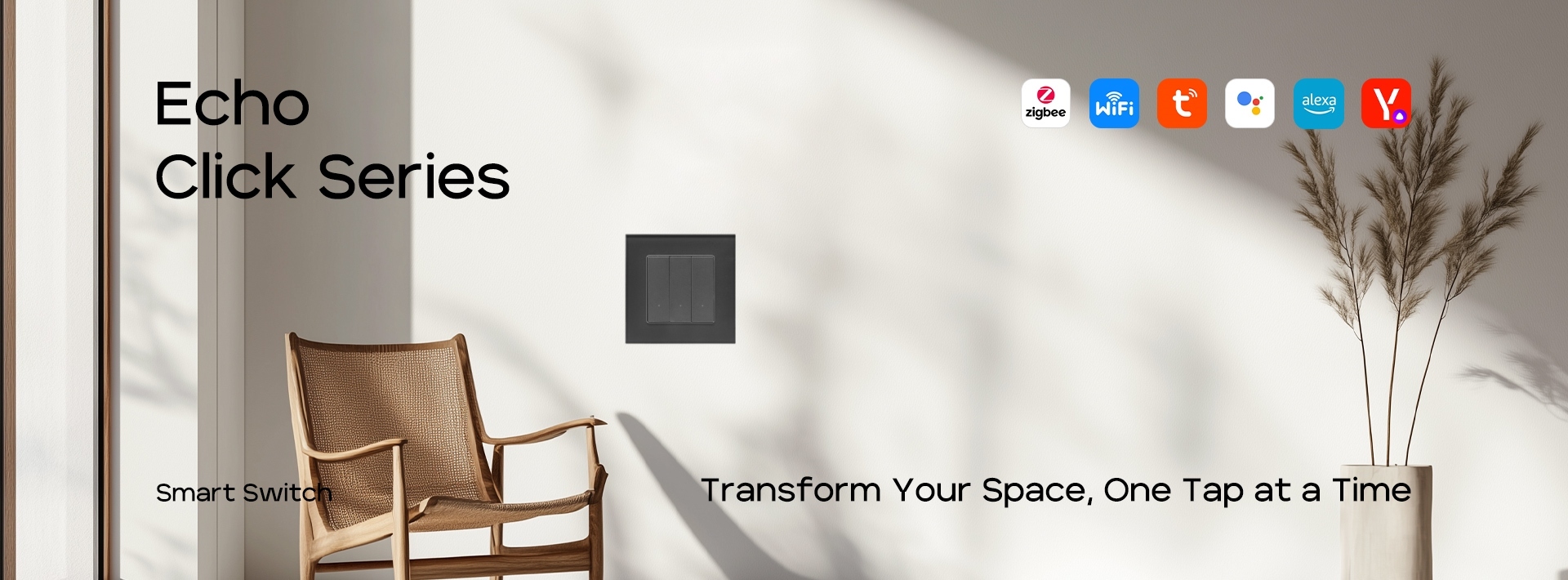 Echo Click Series 3 Gang Zigbee Home Light Switch Voice Control